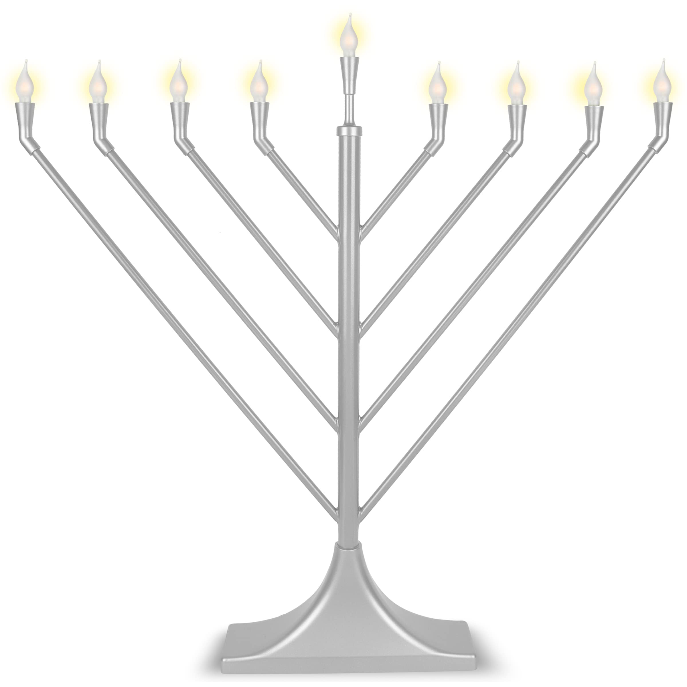 Large 23 Rambam Angled Electric Menorah with Flame Shaped Bulbs Traditional V-Shaped USB Display Electronic Hanukkah Minorah Inc
