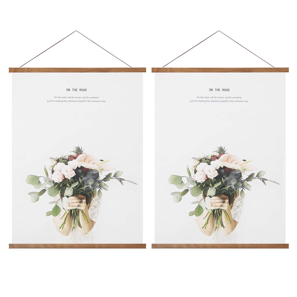 Miaowater 2 Pack Poster Frame,8X10 8X12 8X18 Magnetic Light Wood Wooden Frames Hanger For Photo Picture Art Canvas Print Artwork
