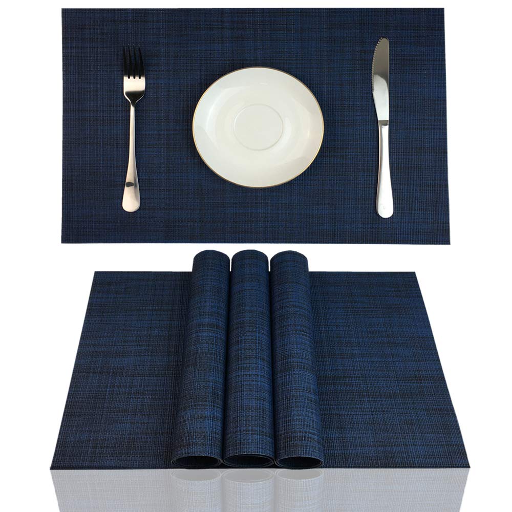 Zx Vision Heat Resistant Placemats For Dining Tbale Woven Vinyl Washable Place Mats Wipe Clean Pvc Table Mats,Set Of 4,Best Gift