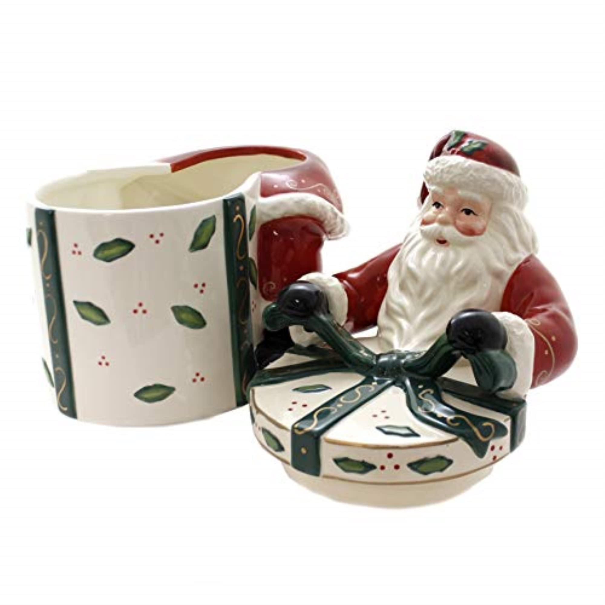 Cosmos Gifts 10455 Emerald Holiday Santa Cookie Jar, 10-Inch