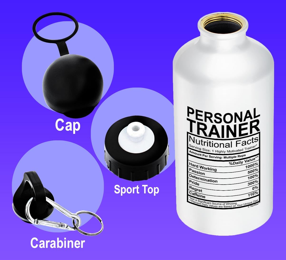 Thiswear Personal Trainer Gifts For Women Personal Trainer Nutritional Facts Personal Trainer Gift Ideas Gift 20-Oz Aluminum Wat