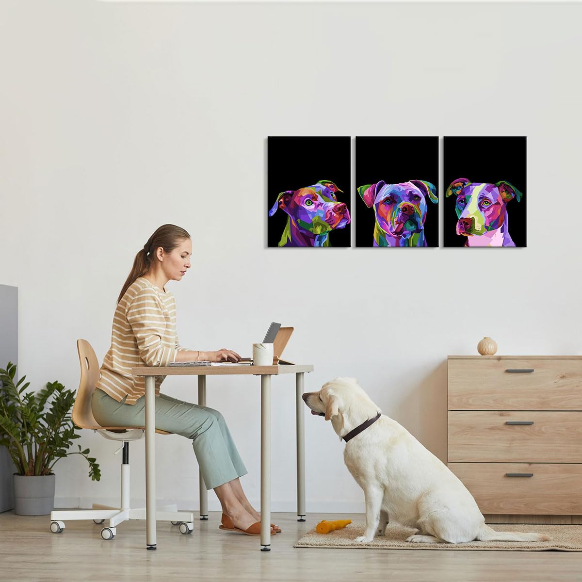 3 Pieces Dog Decor Dog Wall Art Pitbull Wall Decor Animal Wall Art Dog Art Dog Pictures Wall Decor Pet Decor Dog Paintings Anima