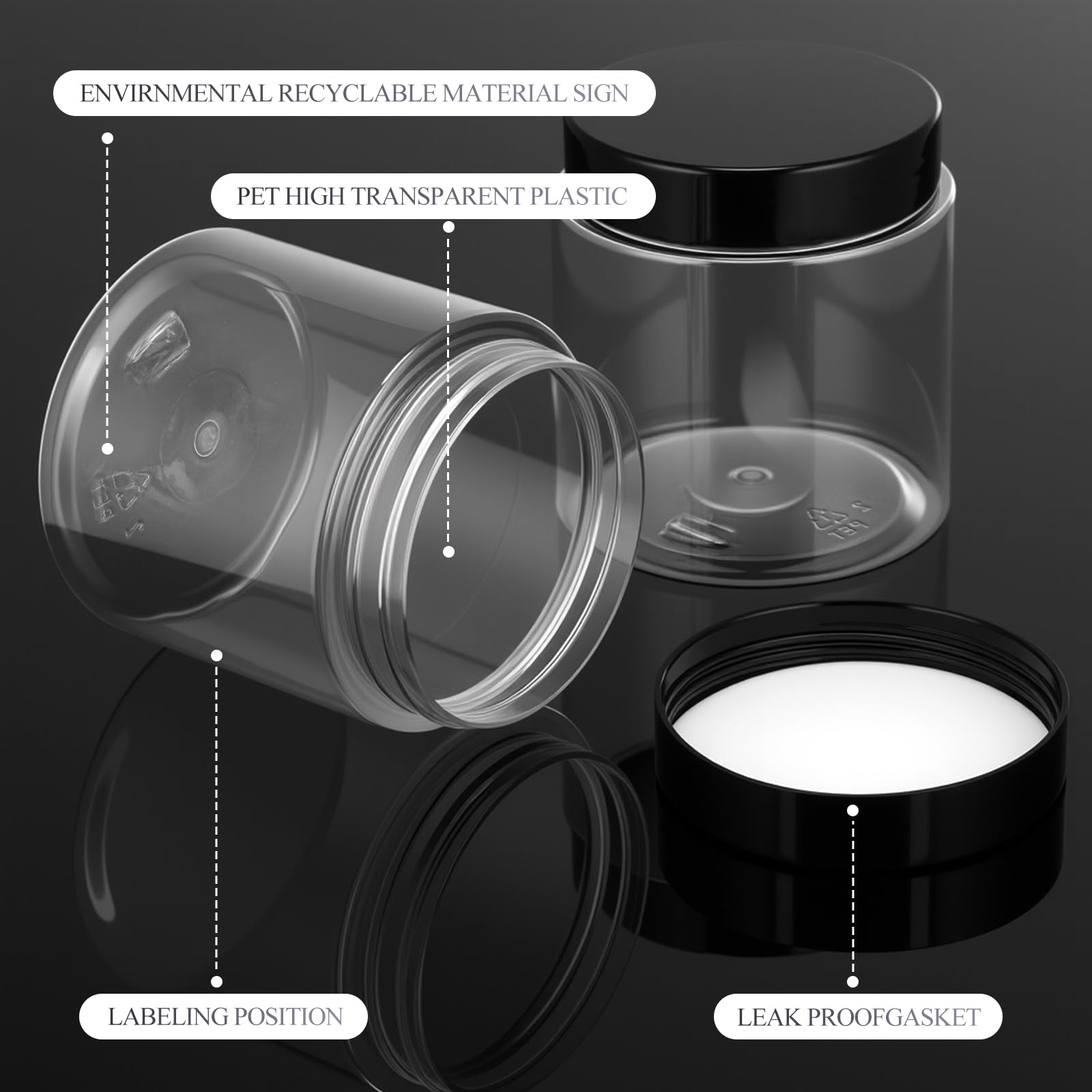 Patelai 16 Pack 10 Oz Empty Slime Container Jars With Lids Round Clear Plastic Jars Wide Mouth Refillable Storage Organizer For