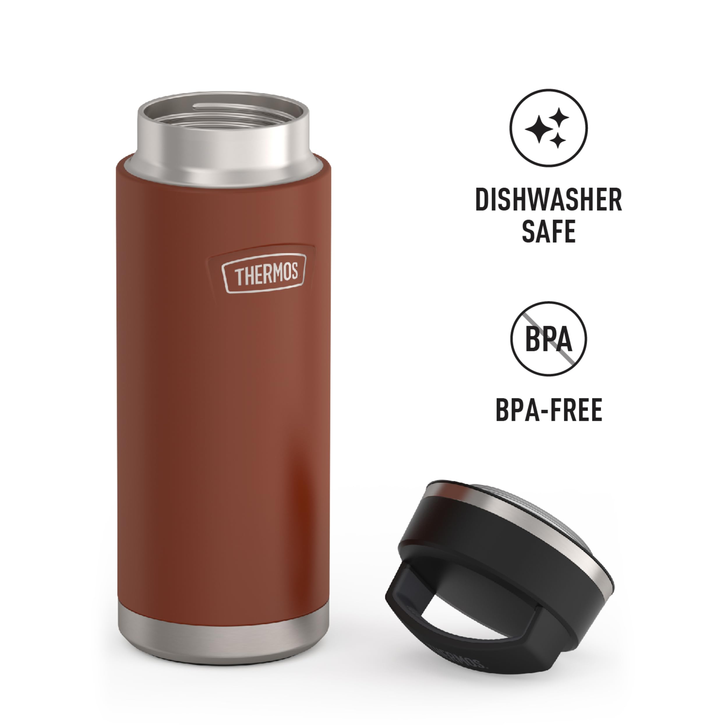 Thermos Icon Series Stainless Steel Water Bottle With Screw Top Lid - 32 Ounce, Saddle - Vacuum Insulated Water Bottle With Lid