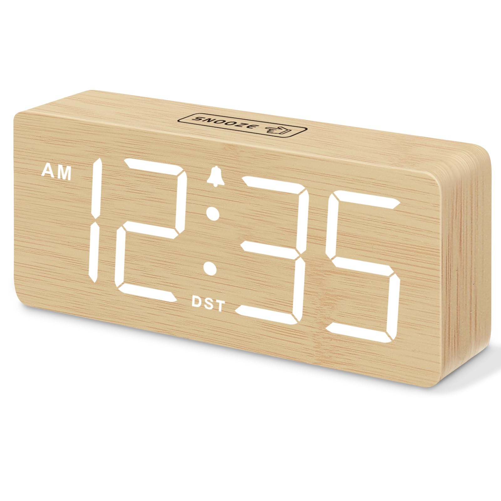 DreamSky Digital Alarm Clocks for Bedrooms Wooden D  cor