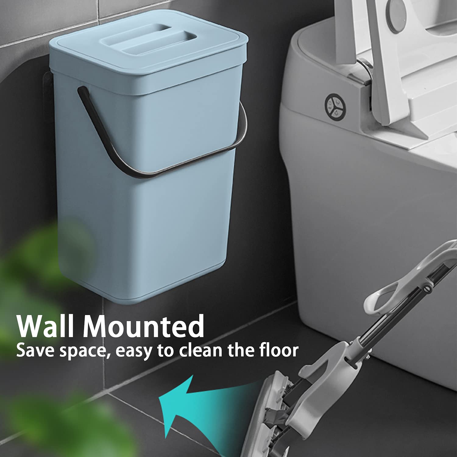 StoneSpace Under Sink Compost Bin, 3.2 Gallon, Wall Mounted, Blue, Model S-12L