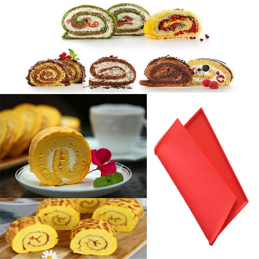 Yuanaiyi Swiss Roll Cake Mat - Flexible Multipurpose Silicone Sheet Nonstick Jelly Roll Pan Baking Tray Pastry Mat Pizza Cookies
