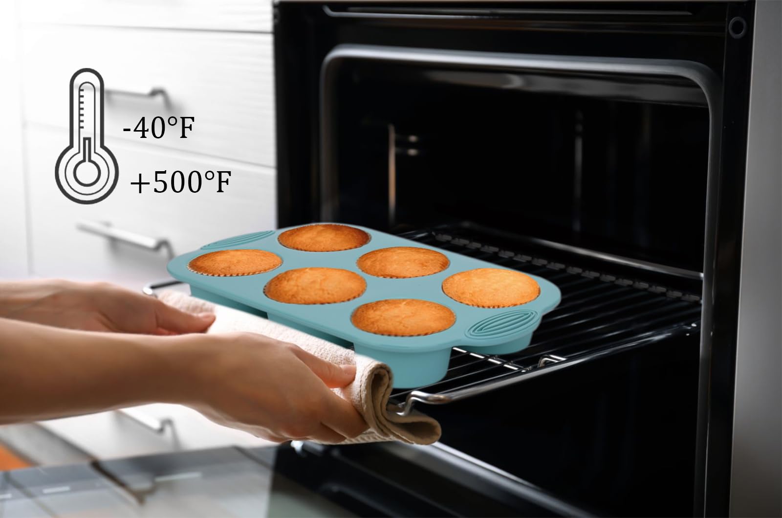 Silicone Muffin Pan - 6-Cavity Nonstick Baking Tray For Muffins, Cupcakes, Brownies And More - Food Grade And Bpa Free - Pack Of
