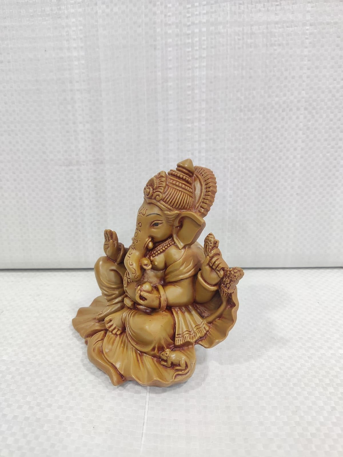 Pratima Wooden Finish Polyresin Shoeflower Ganesh Idol| Jaswanti Ganpati Murti|Ganesha Idol For Office Dcor& Home Decor|Ganesh S
