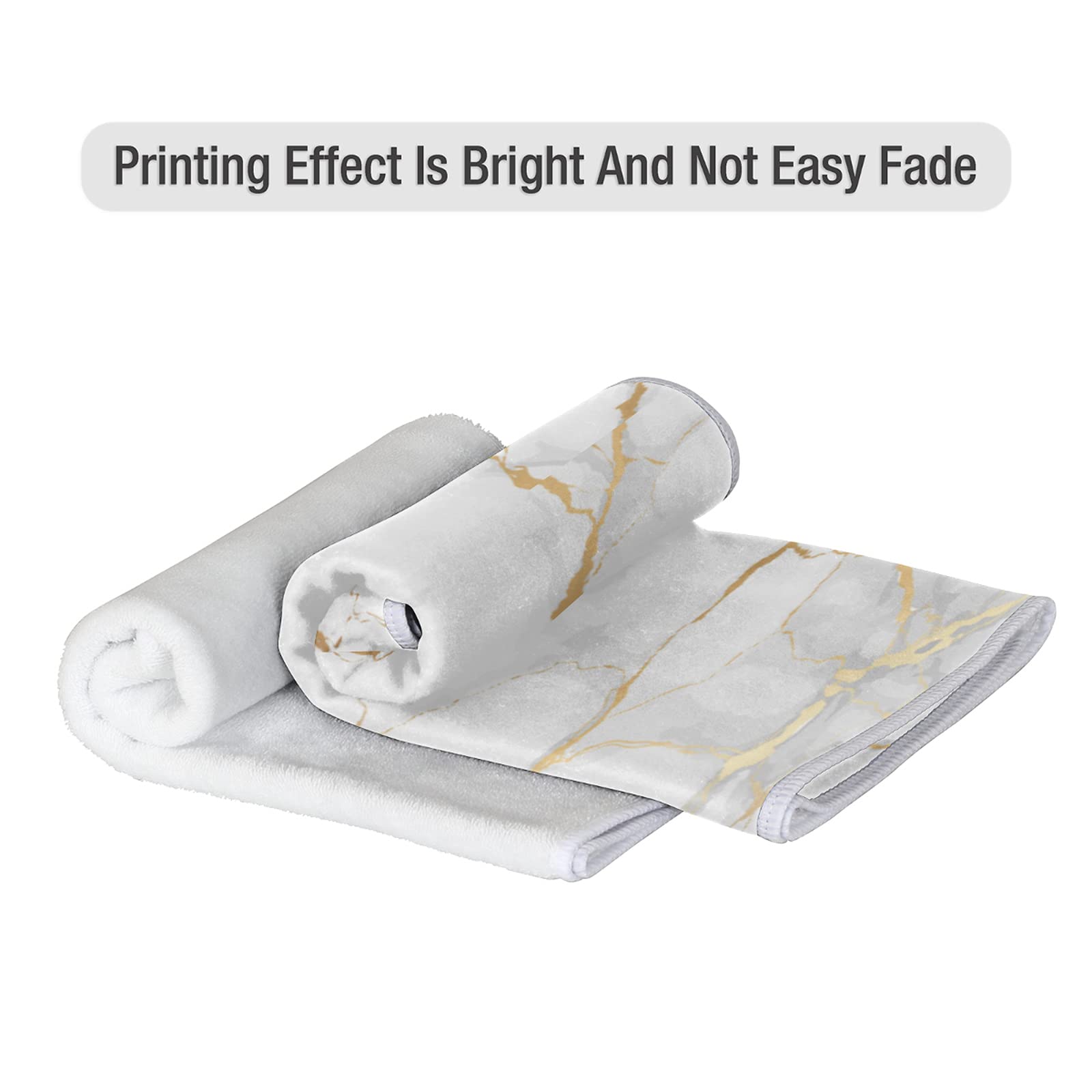 Bardic Gold Marbling Hand Towel - Soft, Absorbent, Quick Dry, 15 X 30Inch, Polyester & Cotton, Bathroom, Kitchen, Beach, Spa, Gy