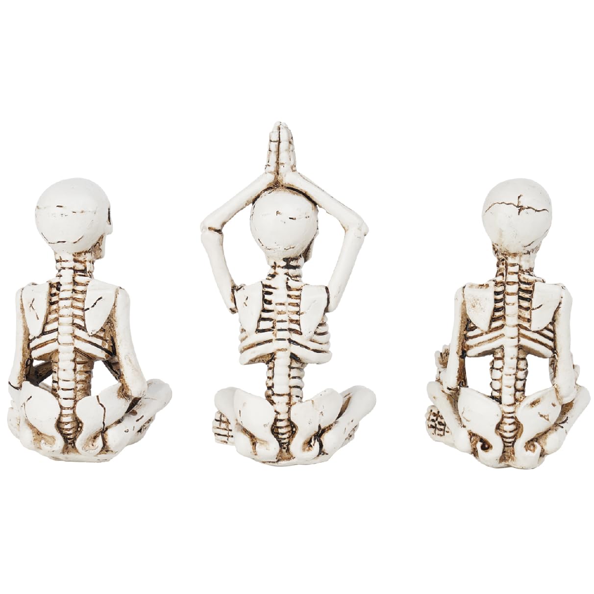Newman House Studio Halloween Skeleton Decor - Realistic Meditating Skeleton Statues, Set of 3, 2*1.5*3.75 in Resin Indoor Zen S