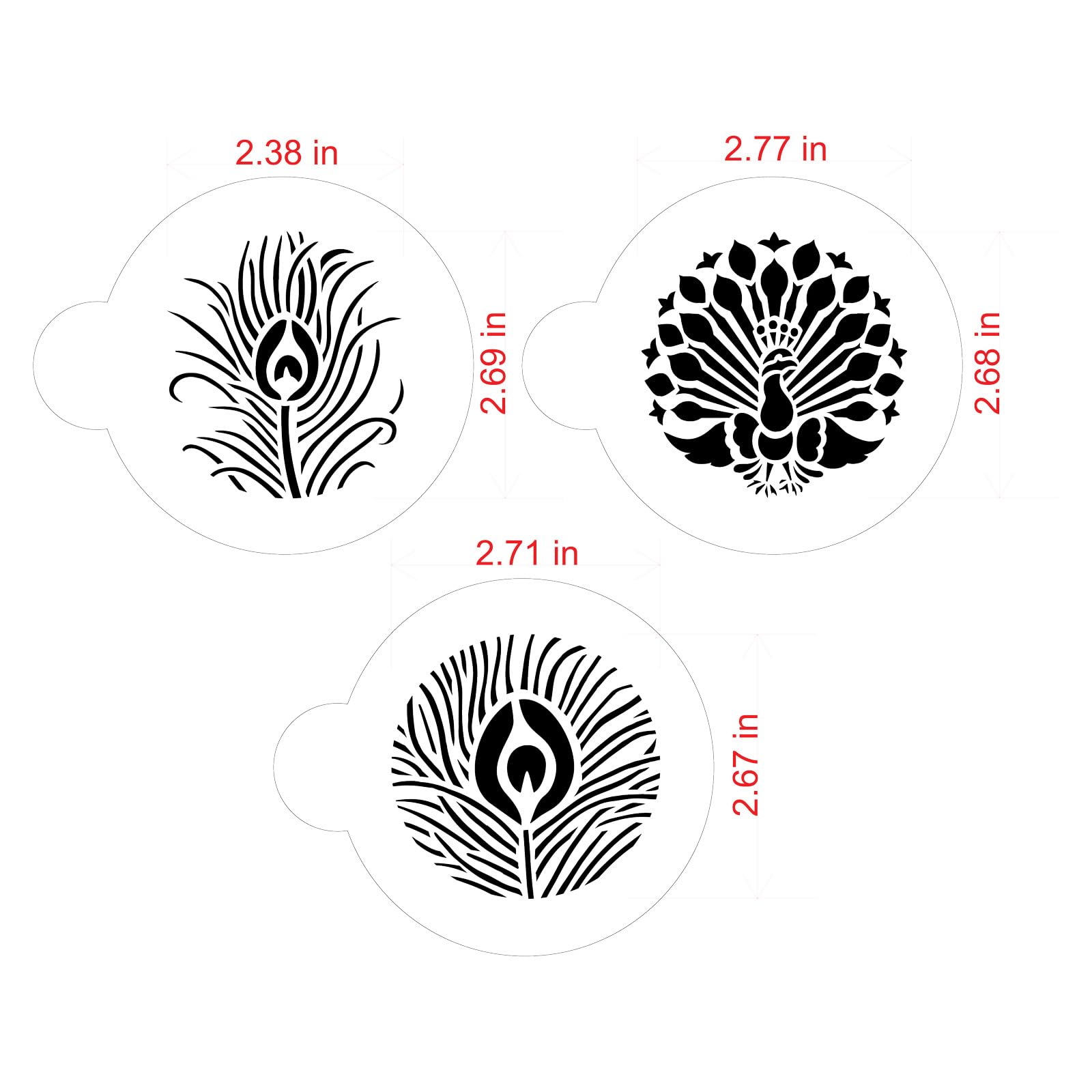 Designer Stencils Peacock Cookie Stencil Set, Beige/Semi-Transparent