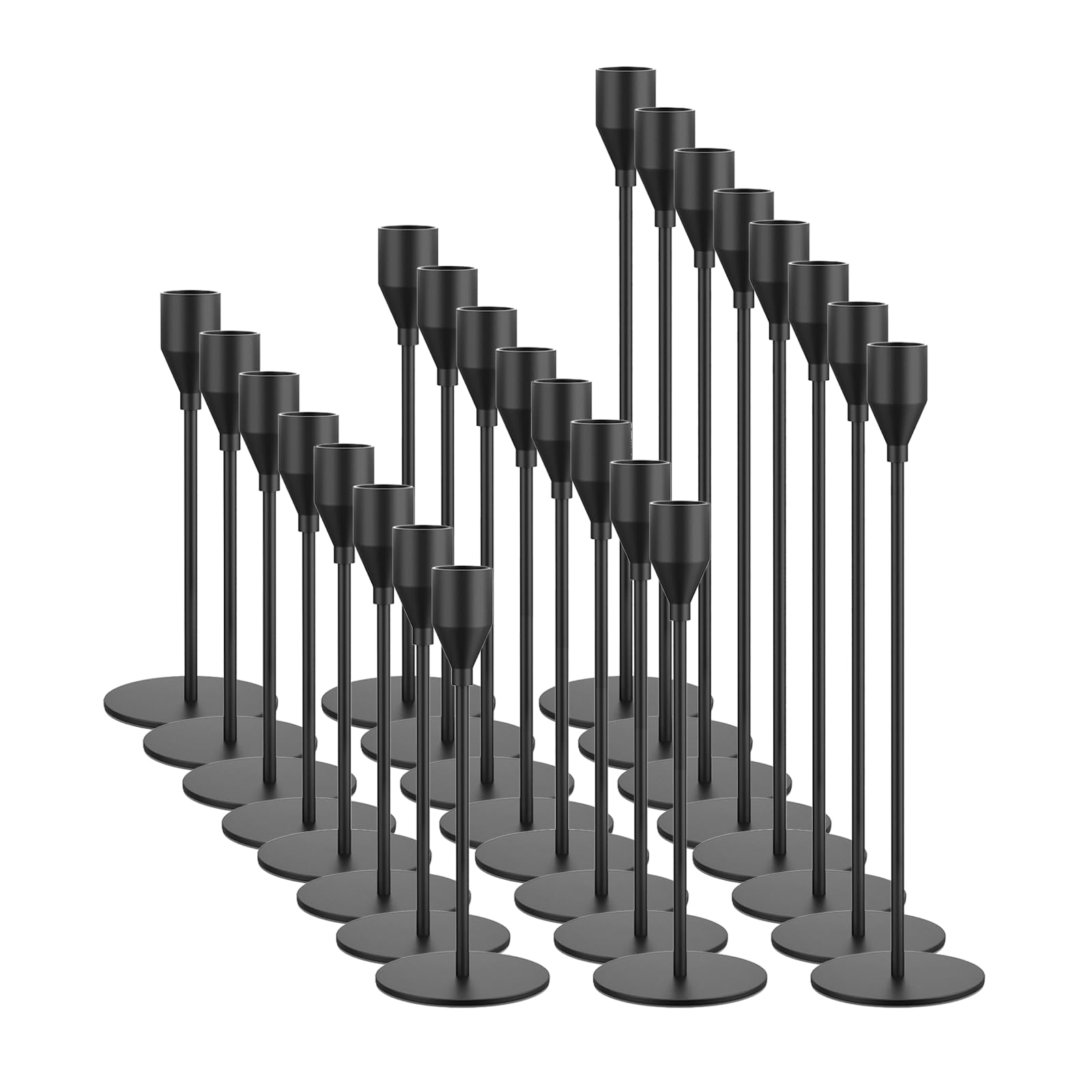 NLBTW Black Taper Candle Holders Set of 24 Candlestick Holders Bulk, Metal Candle Stick Holder Decor for Wedding, Dinning, Xmas 