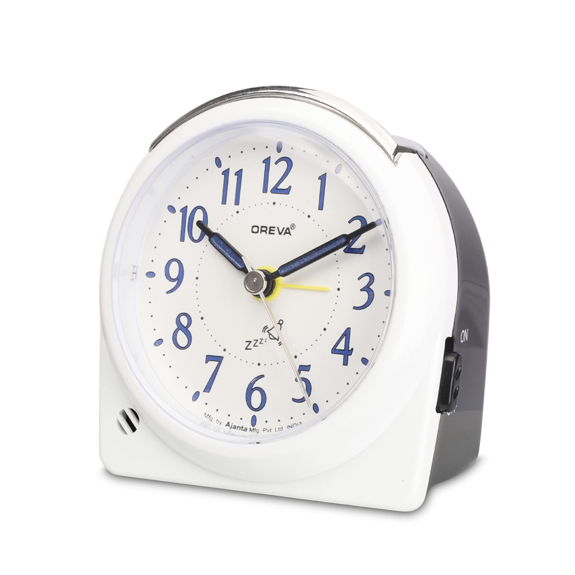 Oreva Alarm Table Clock With 4 Step Snooze Buzzer Sound (9.7 Cm X 5.6 Cm X 10.1 Cm, Aa3087)(White)