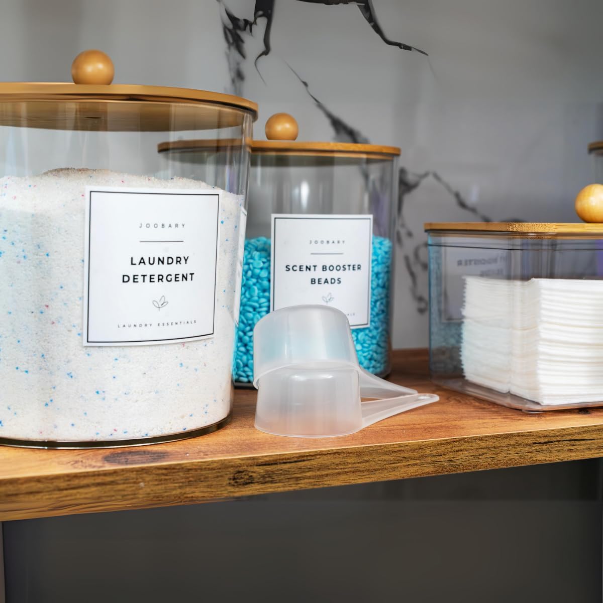 Joobary Laundry Detergent Dispenser Containers - 4 Pack Laundry Powder Container & Dryer Sheet Holder , Laundry Room Organizatio