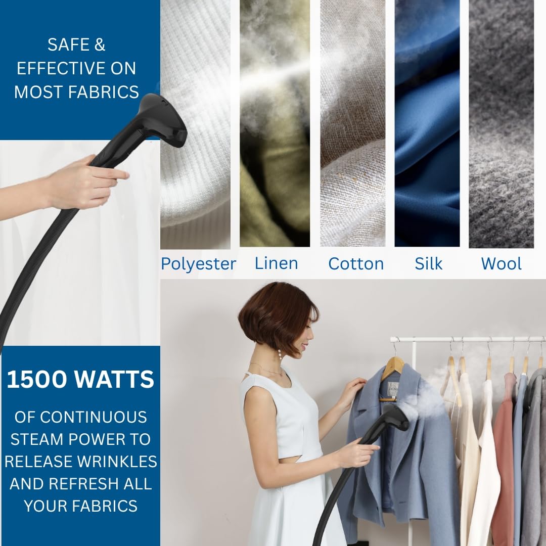 SALAV GS18-DJ Standing Garment Steamer with Smart Auto-Off, Wheels for Easy Movement, 1.8L Water Tank for 1hr Continuous Steamin