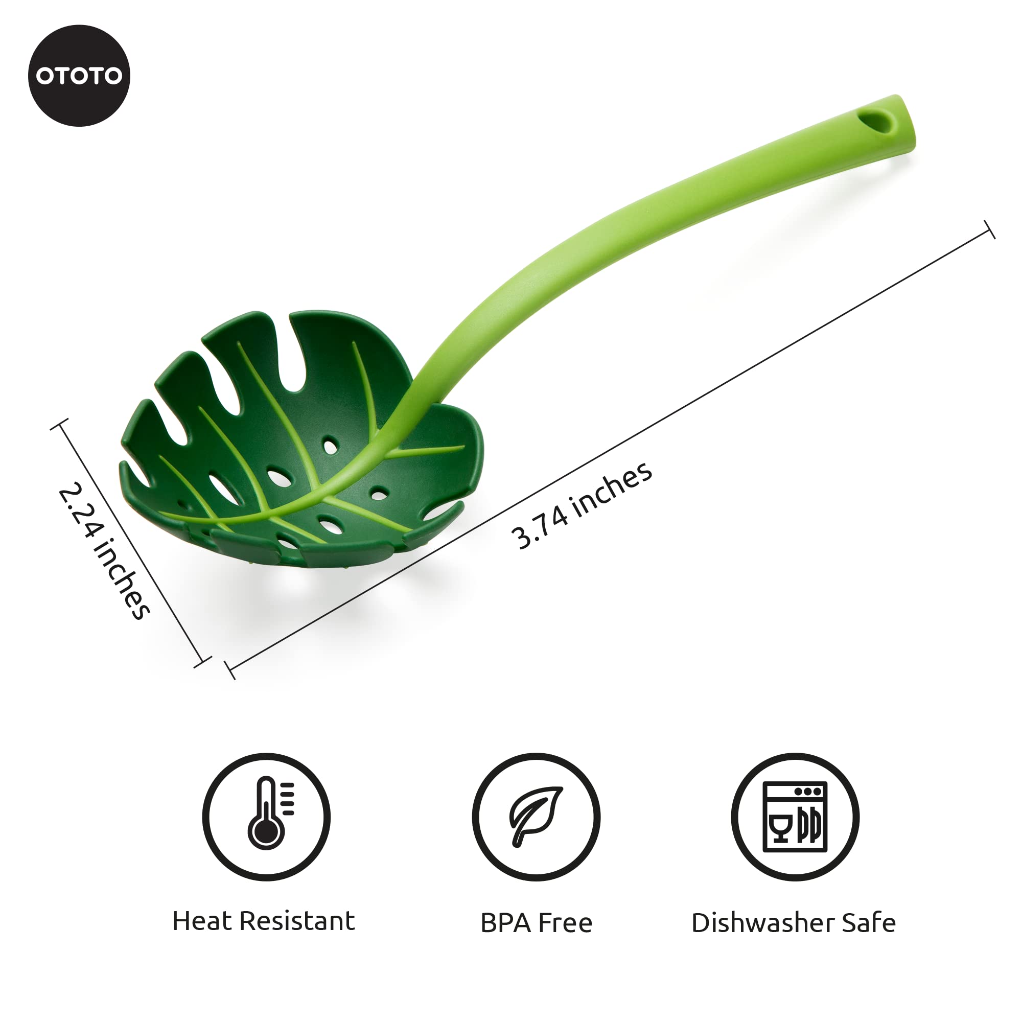 Jungle Spoon Monstera Ladle By Ototo - Bpa-Free Kitchen Spoon High Heat Resistant Nylon Spoon For Cooking For Nonstick Cookware