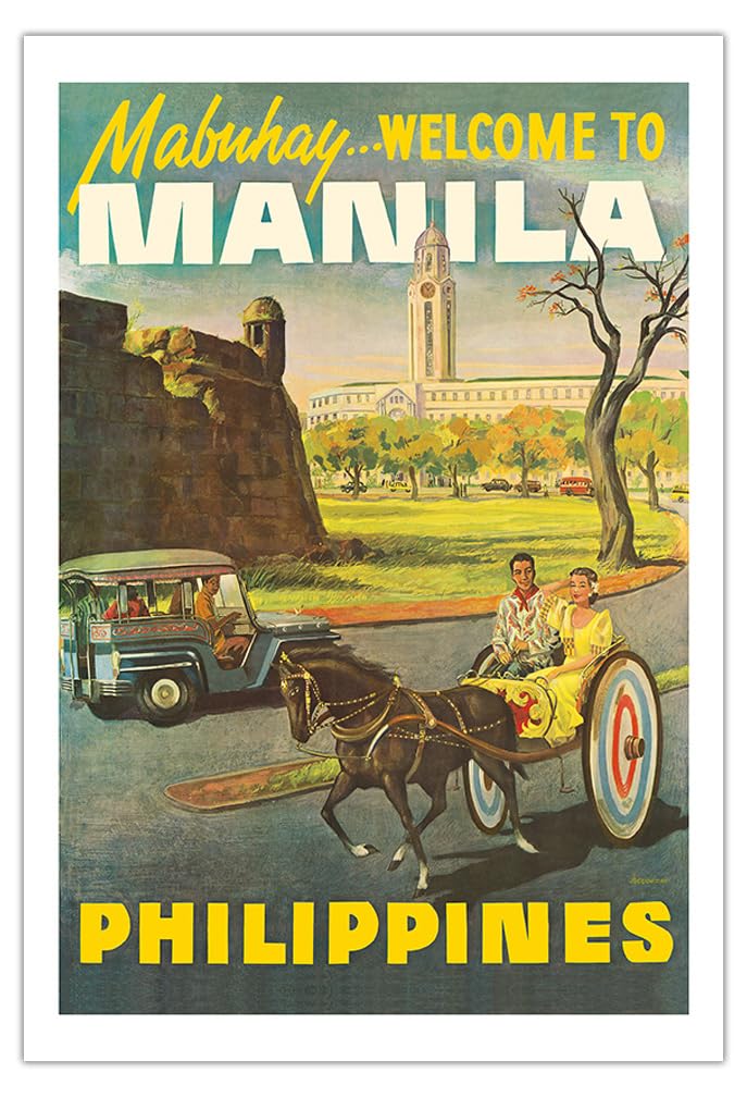 Manila Philippines - Mabuhay (Welcome) - Vintage Travel Poster C.1950S - Fine Art Matte Paper Print (Unframed) 30X44In