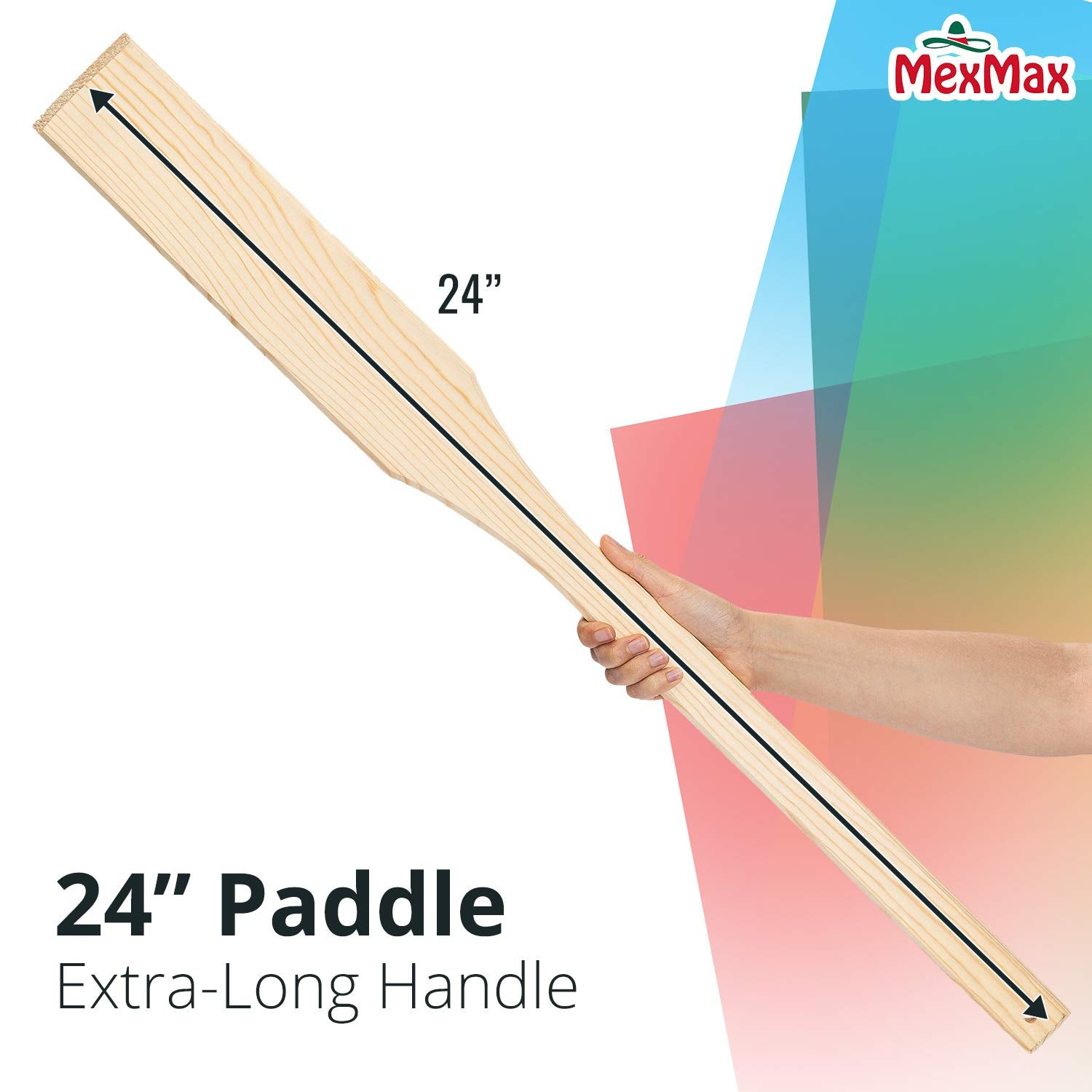 Champs 24'' Long Wooden Spatula - Heavy Duty Extra Long Handled Utensils - Cajun Cooking Stock Pot Spoon For Stirring And Mixing