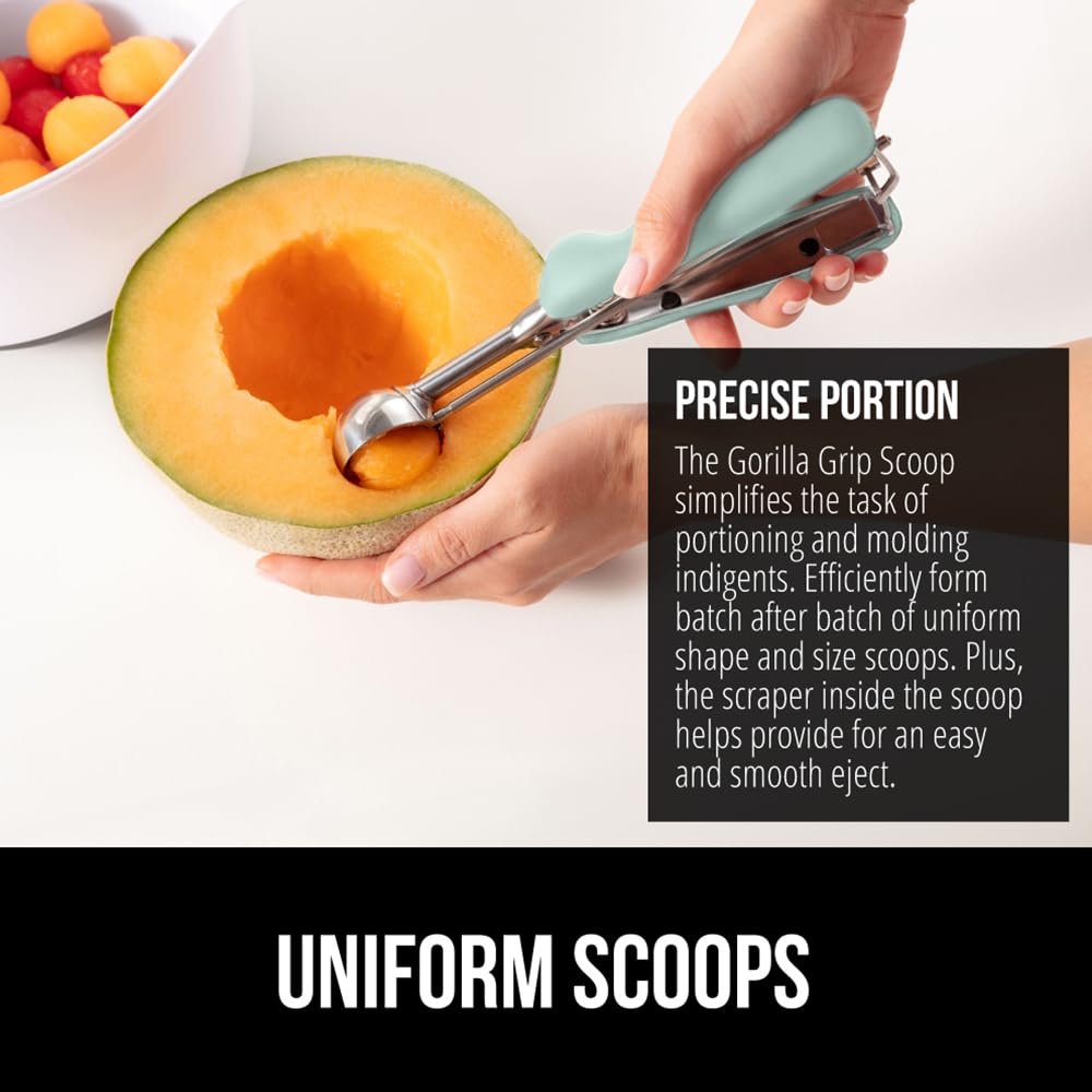 Gorilla Grip Stainless Steel Multipurpose Bpa-Free Spring Scoop, 1 Tbsp, Melon Ballers, Cookie Dough Scoops, Perfect Portion Siz