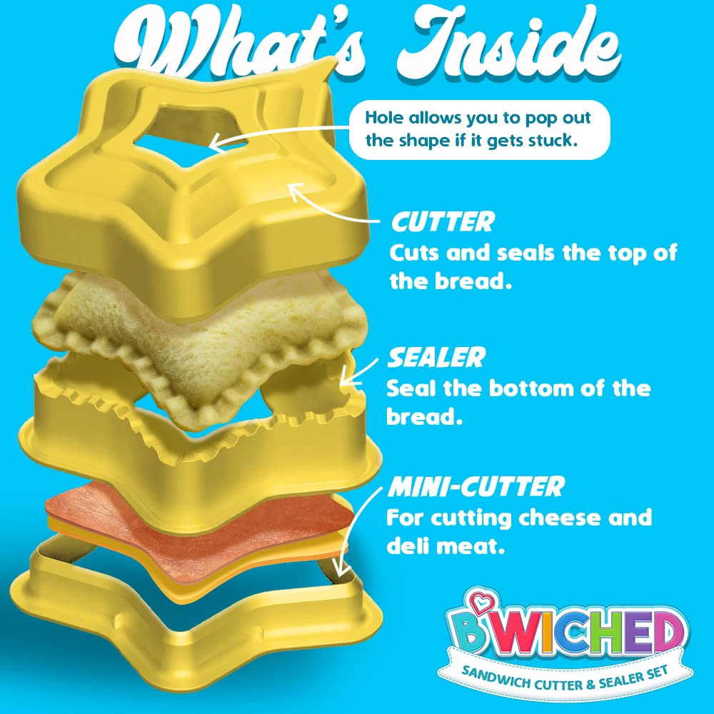 Sandwich Cutter And Sealer (Star) - Crustless Sandwich Maker - Great For Lunchbox And Bento Box - Boys And Girls Kids Lunch - Sa
