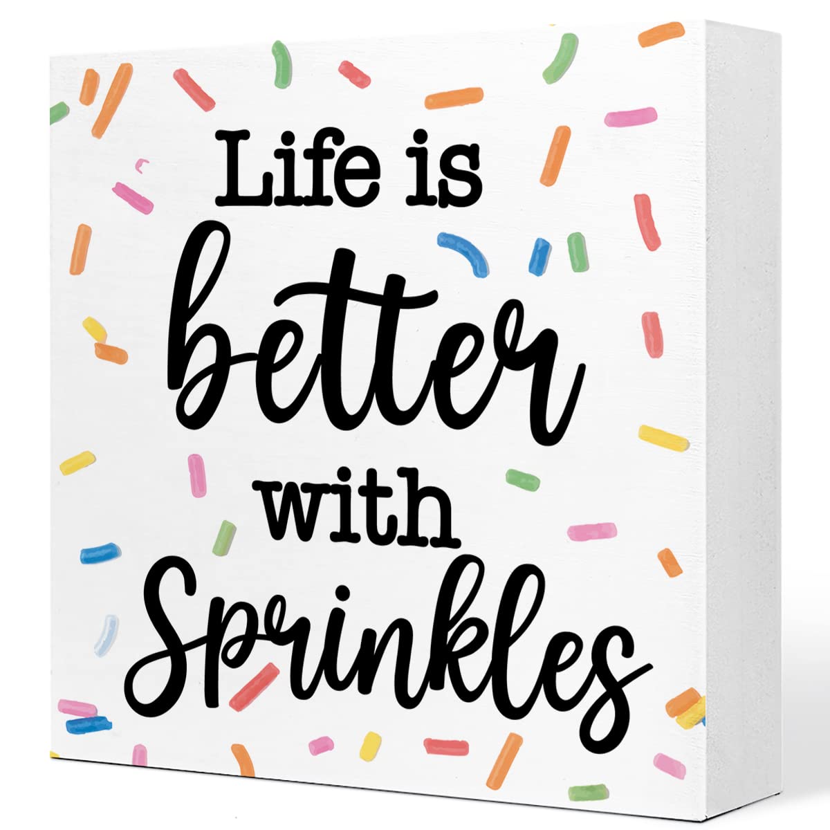 Life with Sprinkles Wooden Box Sign Bakery Decor, Dollhouse Room Decor, Funny Wood Block Sign for Bakery Nuresry Dollhouse Party