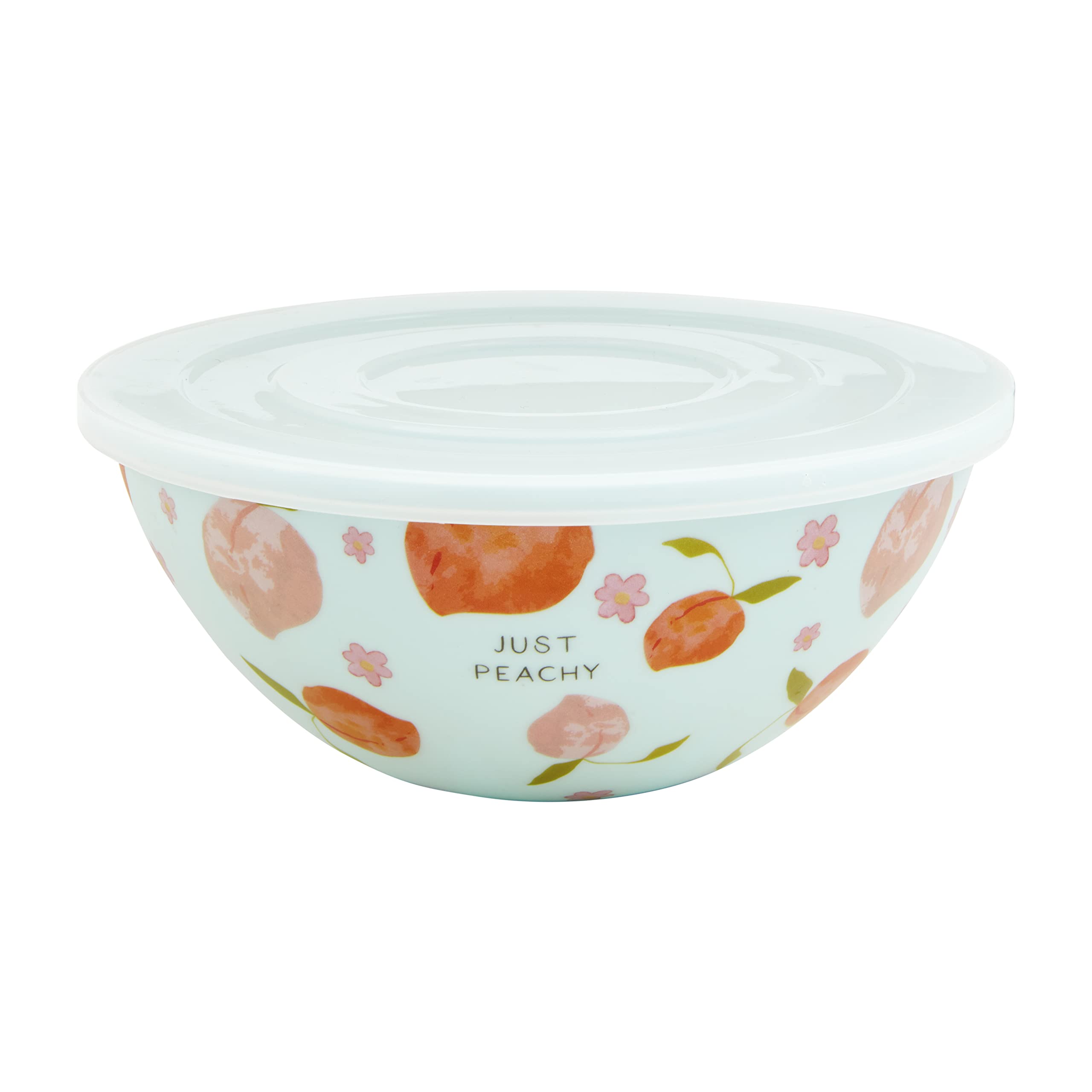Mud Pie Fruit Bowl With Lid Set, Small 3'' X 7 1/4'' Dia | Large 3 3/4'' X 8 1/2'' Dia, Blue