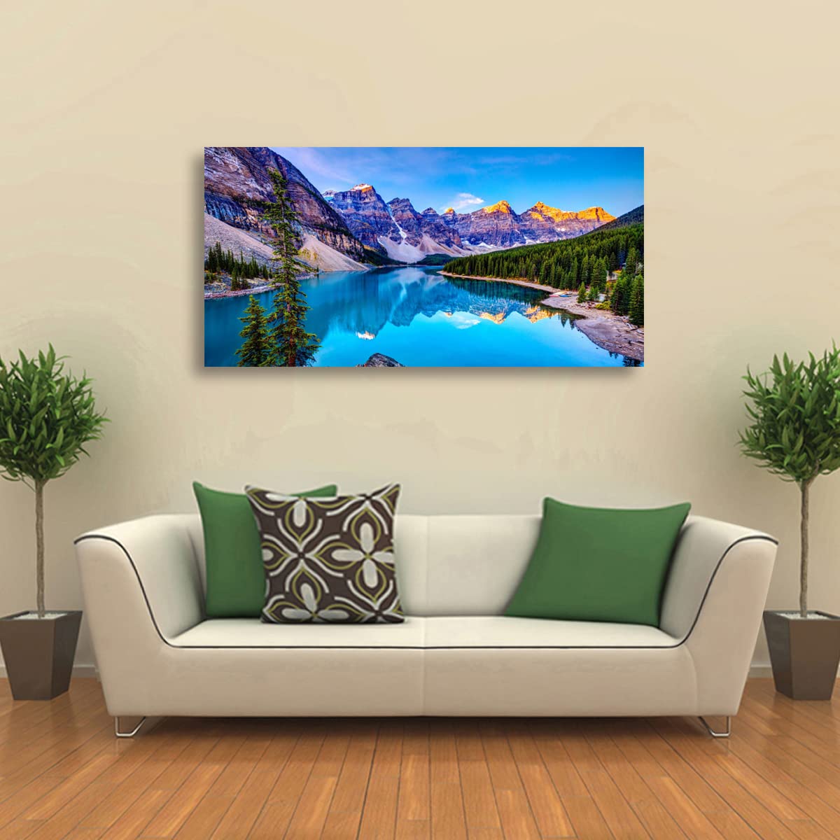 Wall Art Lake Mountain Landscape Picture Print Canvas Wall Art Modern Giclee Artwork Home Decor Stretched and Framed Ready to Hang 2cm Thick Frame  Waterproof Artwork