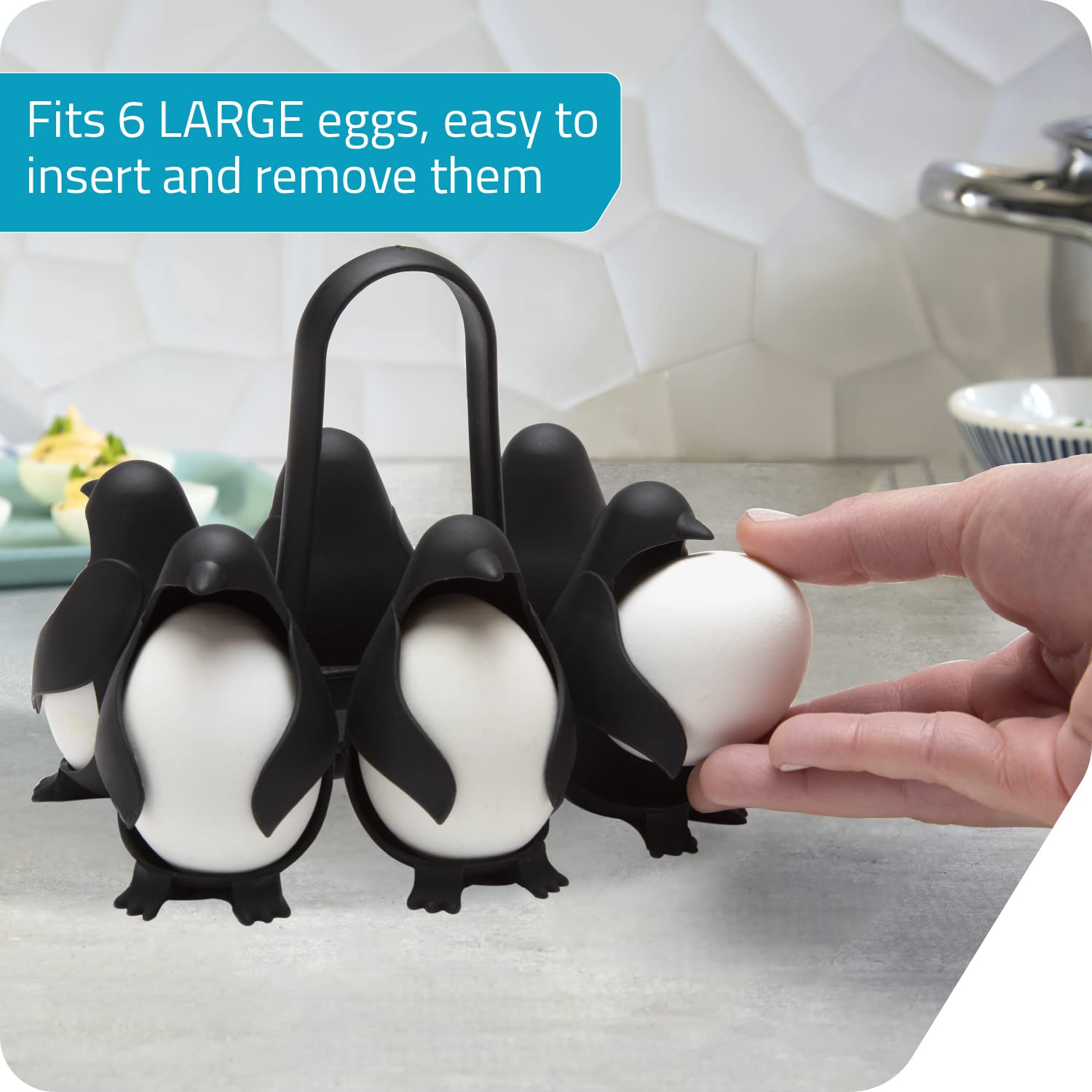 Peleg Design Egguins 3-In-1 Cook, Store And Serve Egg Holder, Penguin-Shaped Egg Cooker For Making Soft Or Hard Boiled Eggs, Hol