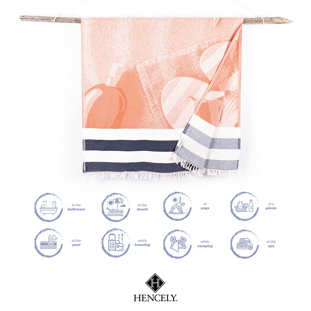 Hencely Beach Towels, 100% Cotton Soft Turkish Large Beach Towel 37 X 68 Inches For Spa, Beach, Pool, Gym And Bathroom (Sand Bea