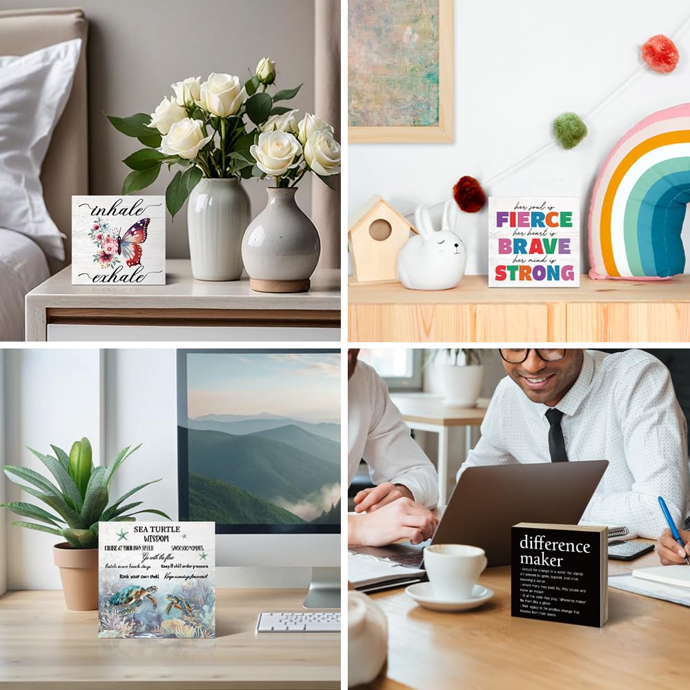 PUVOXHO Family isn't Always Blood it's The People in Your Life Wooden Sign Desk Decor, for Home Farmhouse Bedroom Office Social