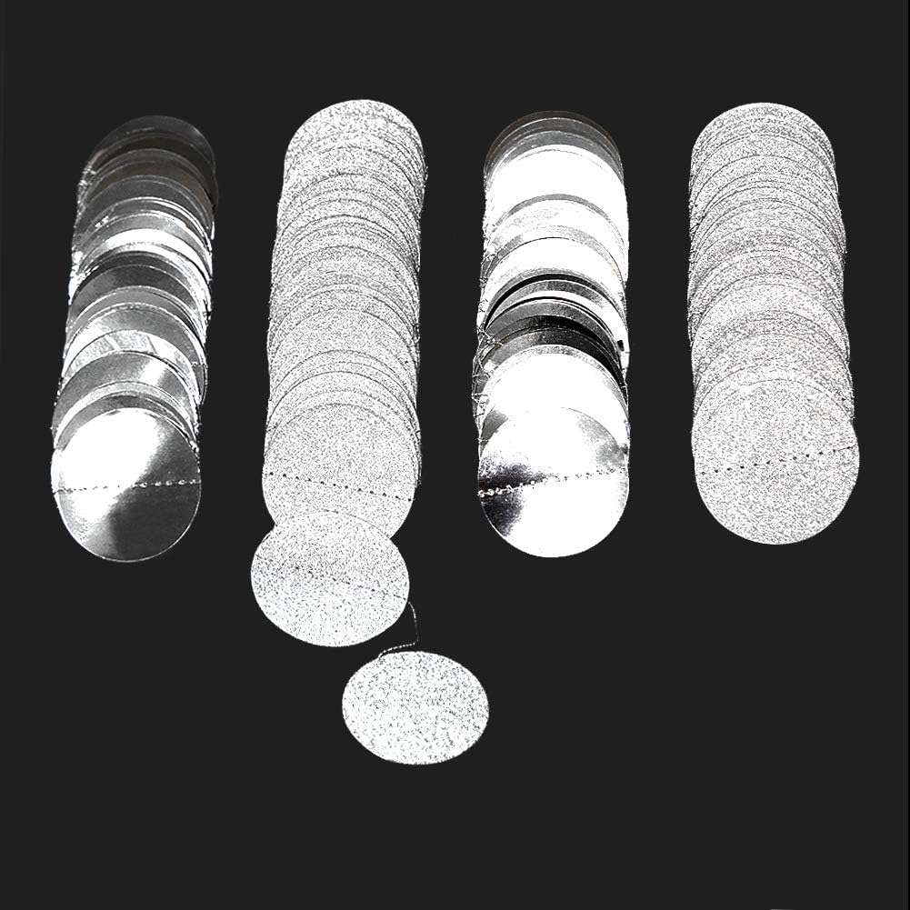 Cheerland Glitter Silver Circle Dot Garlands Party Decorations Hanging Circle Banner Streamer Backdrop Decor Wedding Birthday Bday Engagement Bridal Shower Bachelorette Party Supplies