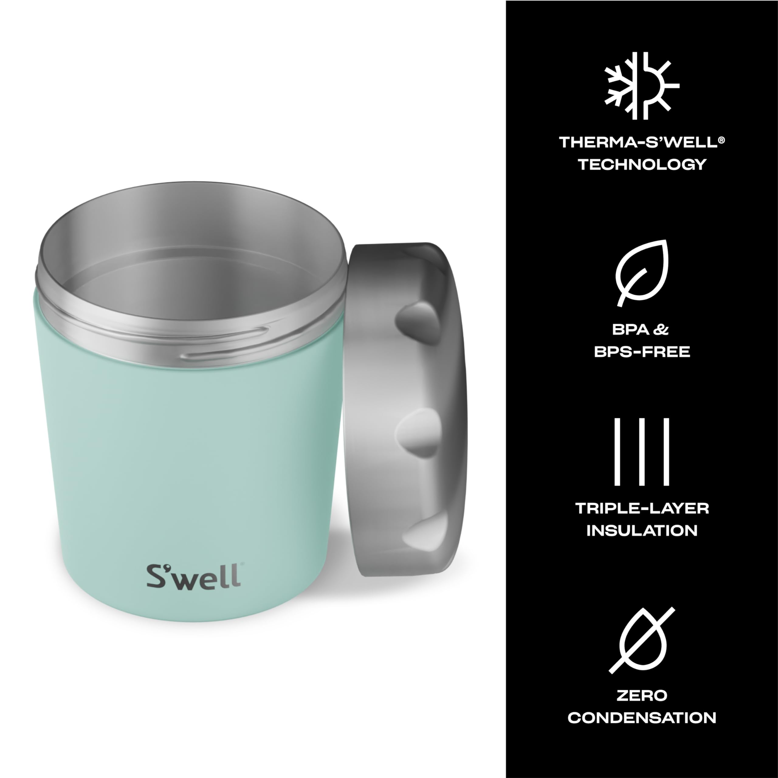 S'Well Stainless Steel Ice Cream Chiller, 16Oz, Mint, Triple Layered Vacuum Insulated Container Keeps Ice Cream Frozen For Up To