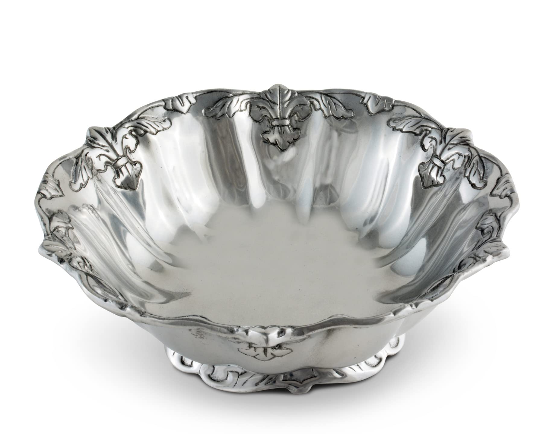 Arthur Court Designs Aluminum Fleur-De-Lis Salad Bowl 12 Inch Diameter 4 Inch