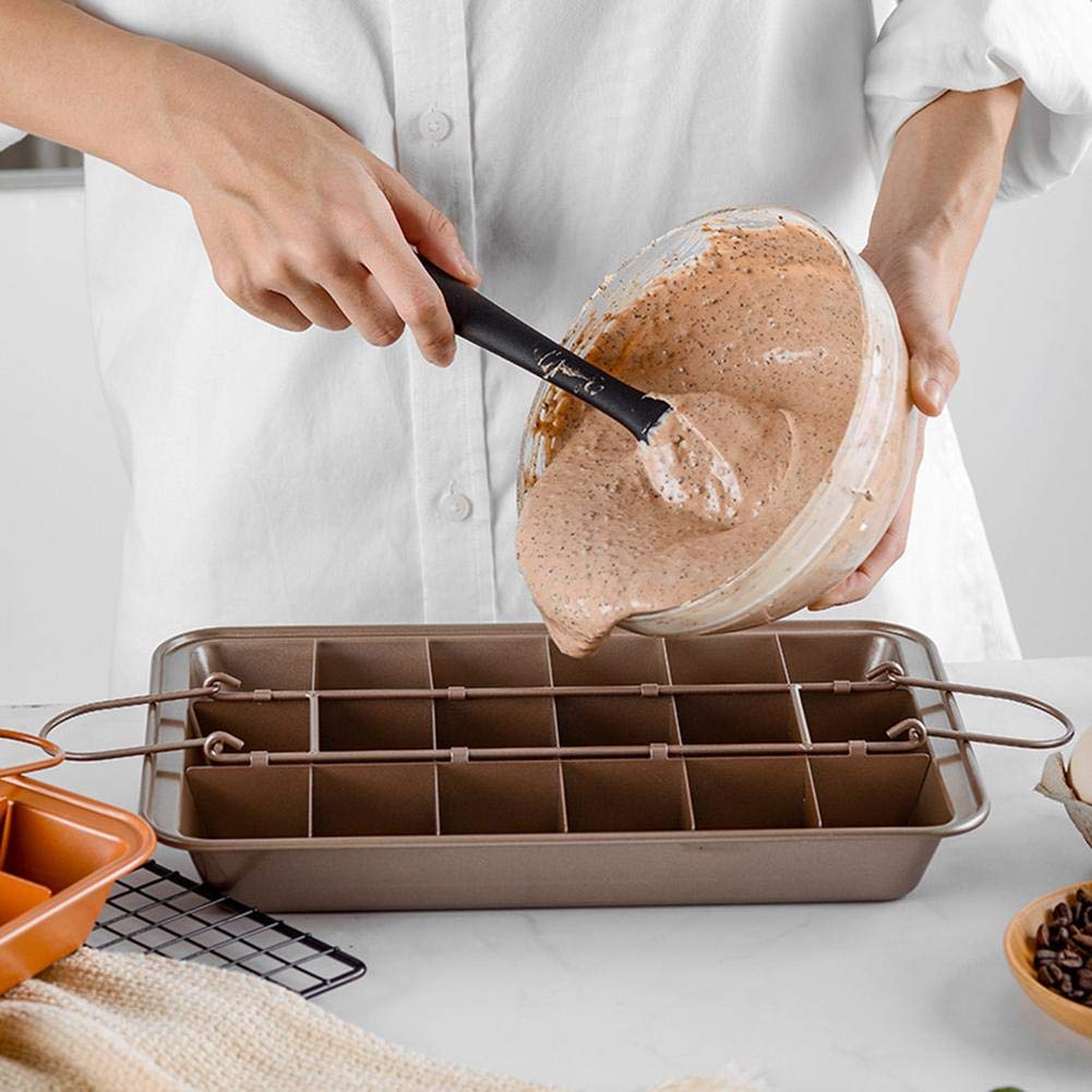 Hovico Non Stick Brownie Pans With Dividers, High Carbon Steel 18-Lattice Brownie Baking Tray For For Oven Baking, Baking Pan Wi