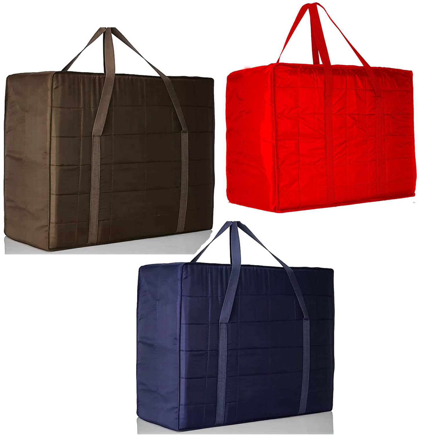 Devito Parachute Underbed Bag Multipuprpose Blanket King Size Jumbo Bag For Travel And Storage Use Combo Of 3 (CoffeeRedBlue)