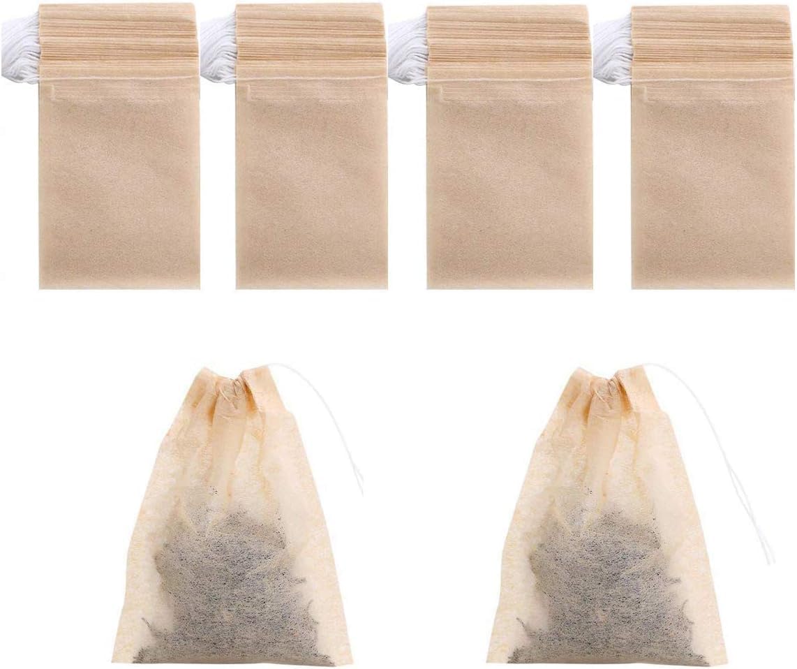 200 Pack Disposable Drawstring Tea Filter Bags Safe & Natural Unbleached Paper Tea Infuser Drawstring Empty Bag For Loose Leaf T