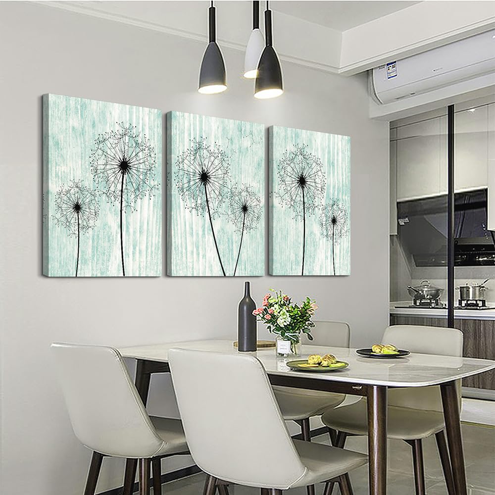 Light Green Background Dandelion Canvas Wall Art Paintings For Living Room Large Size Wall Artworks Bedroom Decoration 3 Piece F