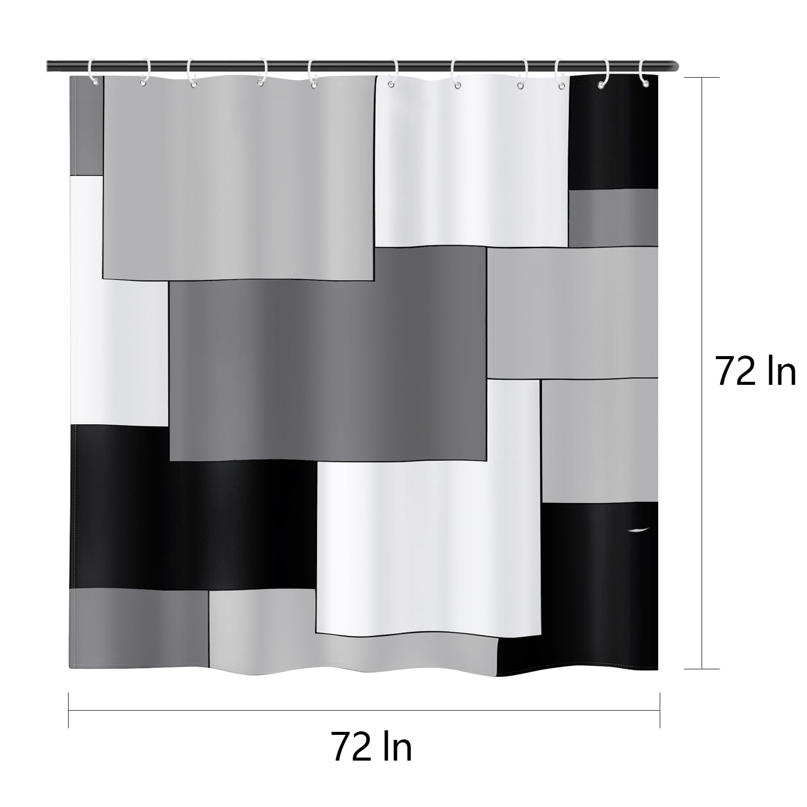 Awellife Black and White Shower Curtain Mordern Geometric Gray Shower Curtains for Bathroom 72 x 72 Inches