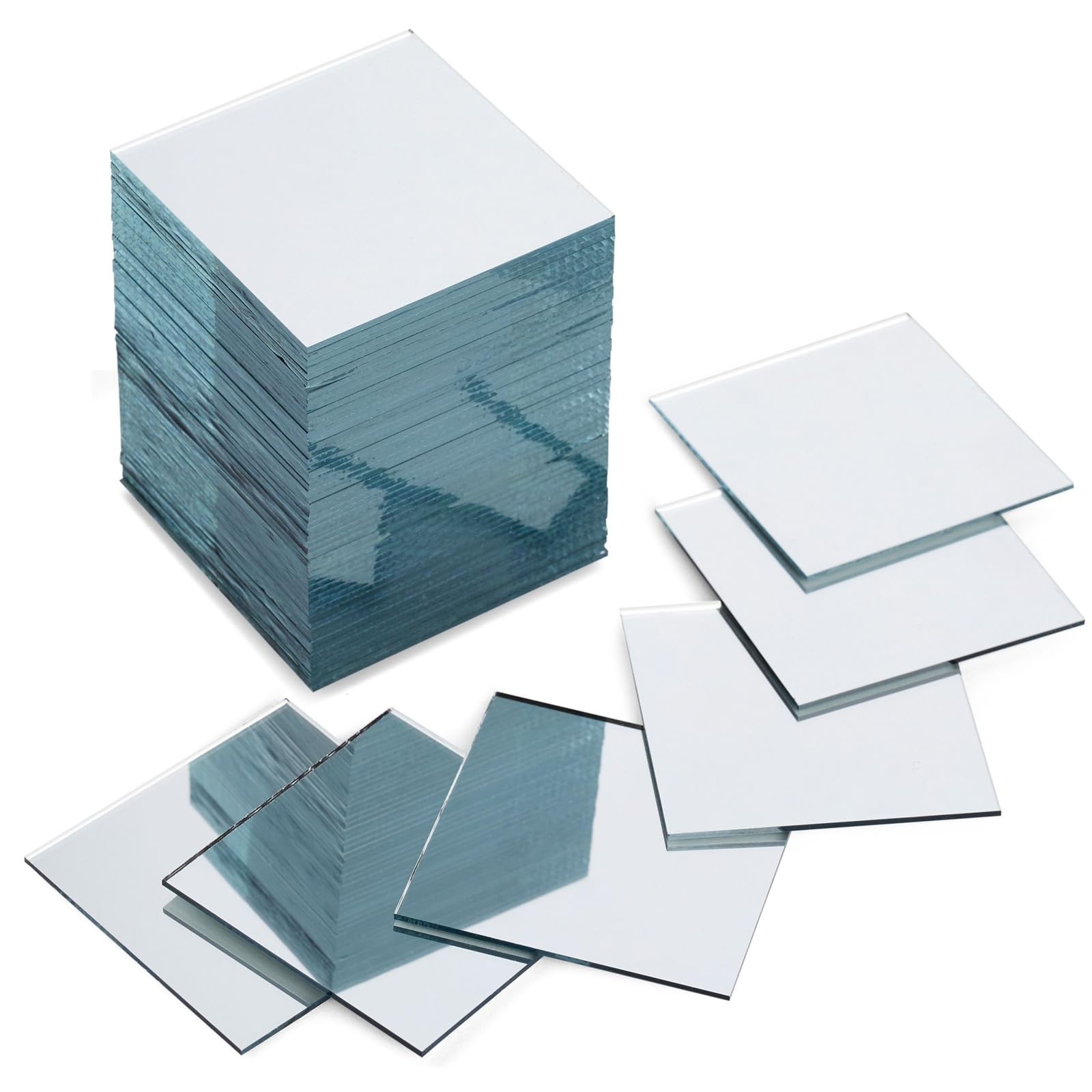 Bright Creations 60-Pack Square Mirror Tiles, 2-Inch Small Mirrors for Crafts, Wall Decor for Bedroom, Kitchen, Entryway, or Bat