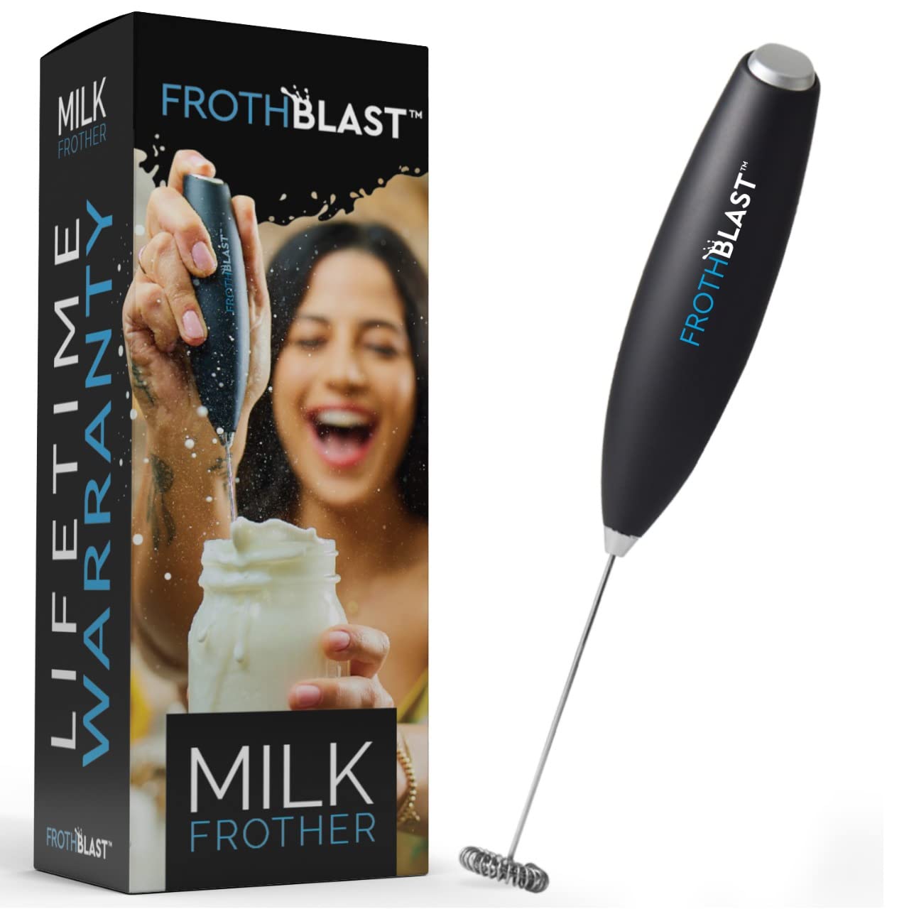 Frothblast Milk Frother Handheld For Coffee (Foam Maker) Electric Whisk Drink Mixer For Lattes, Cappuccino, Frappe, Matcha, Hot