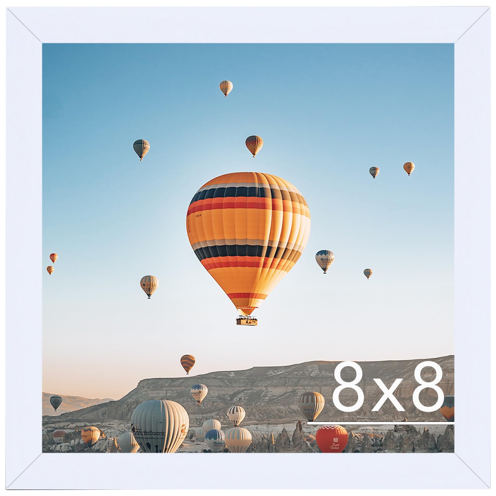 JCJMY 8x8 Picture Frame White for Wall Hanging or Tabletop, Wall Mounting Horizontally or Vertically, 8 x 8 Square Wall Gallery 