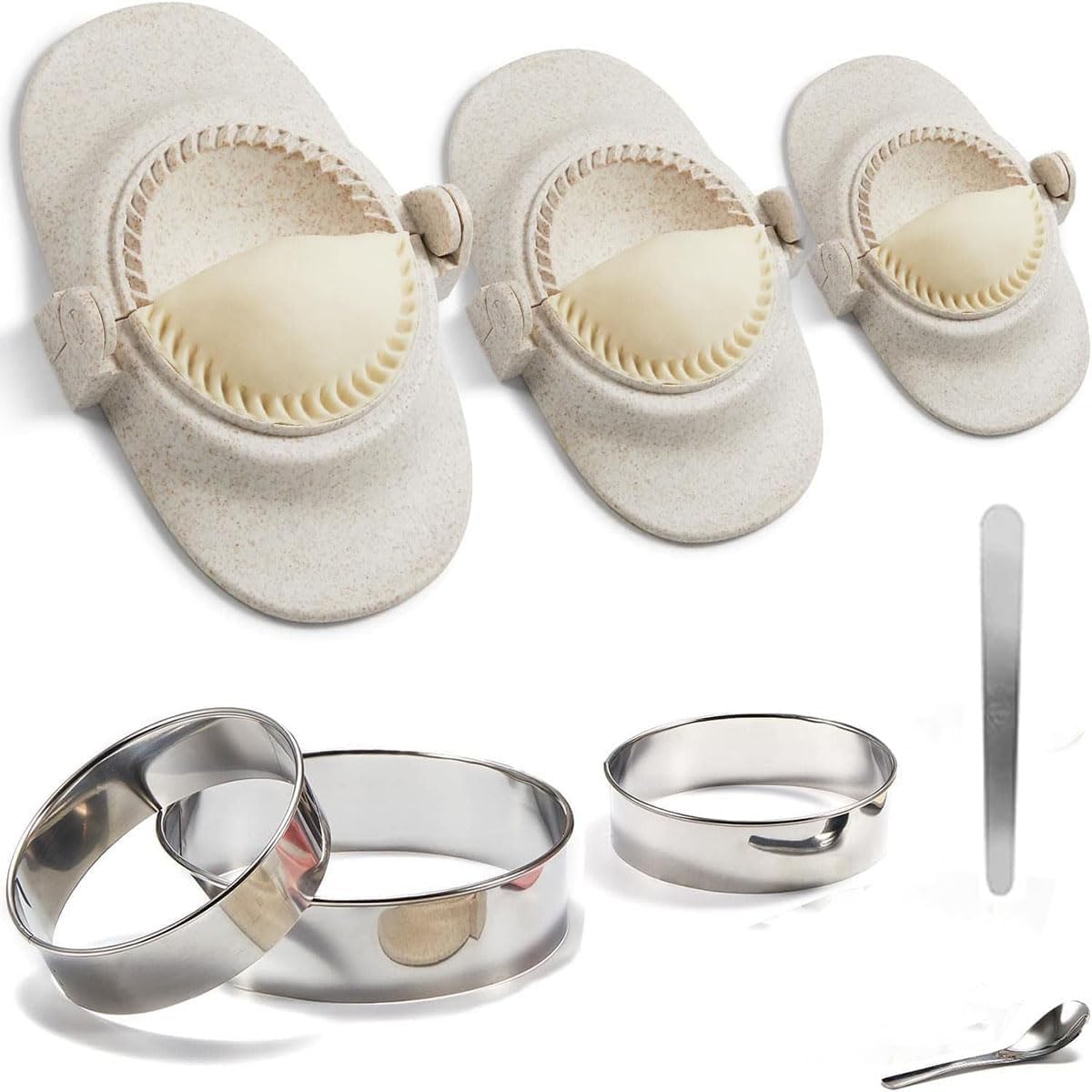 3 Sizes Empanada Maker Press, Multiple Size Dumpling Maker Set with Dough Cutter, Dumpling Mold Set for Pierogi, Pastelitos, Cal