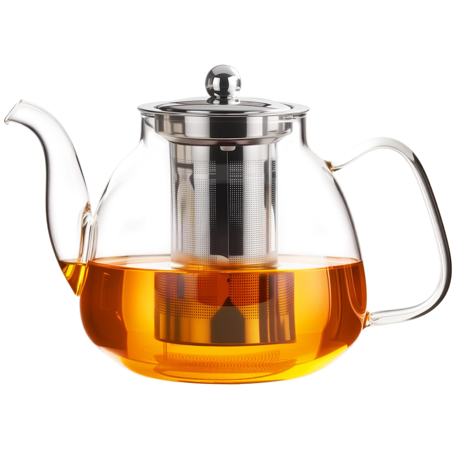 PARACITY Tea Pot with Infuser and Lid, 40 oz Stovetop Glass Kettle, Clear