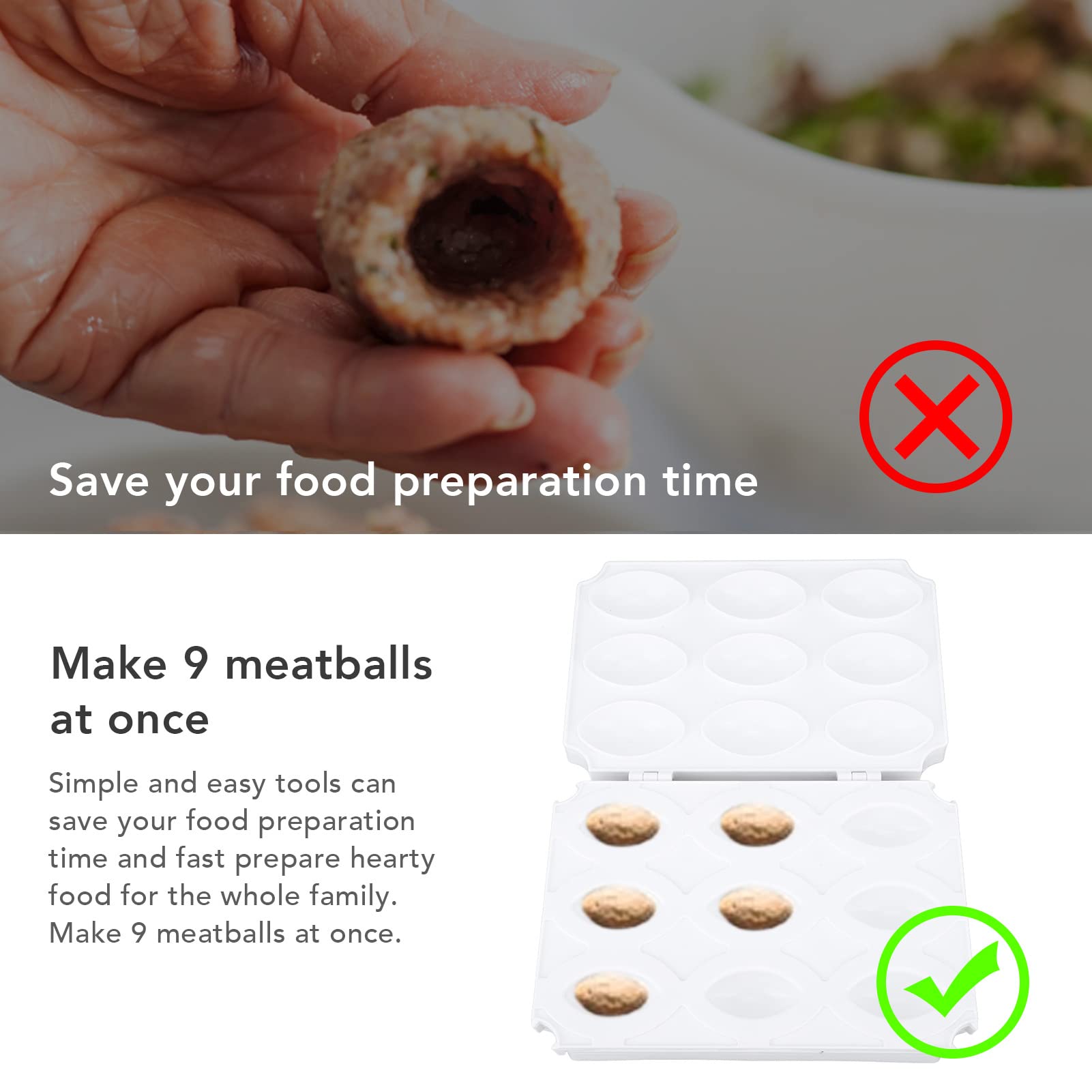 Meatball Processor Diy Kibbeh Rolls Maker Mould Manual Meatloaf Maker Press Tool Diy 9 Grids Homemade Meat Maker Manual Meatloaf