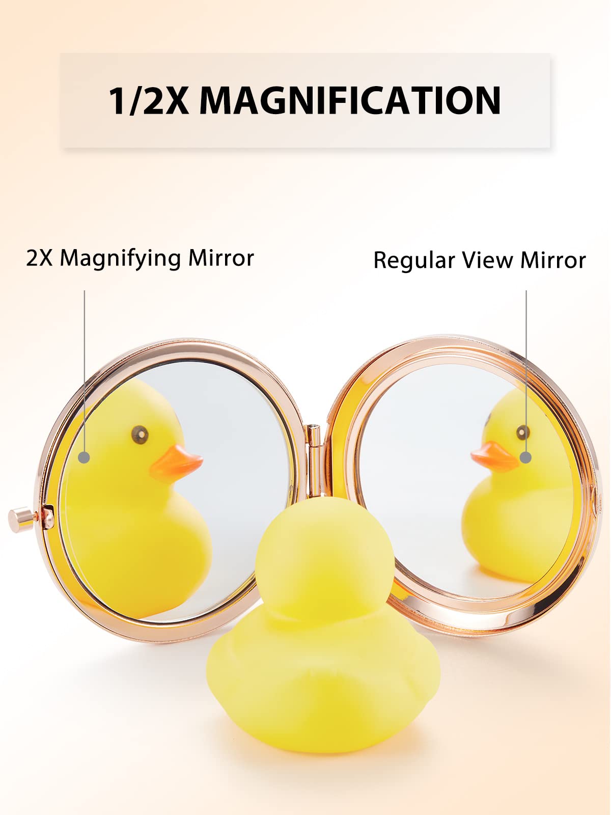 Getinbulk Compact Mirror Bulk, Set Of 2 Double-Sided 1X/2X Magnifying Purse Pocket Makeup Mirrors(Round, Rose Gold)