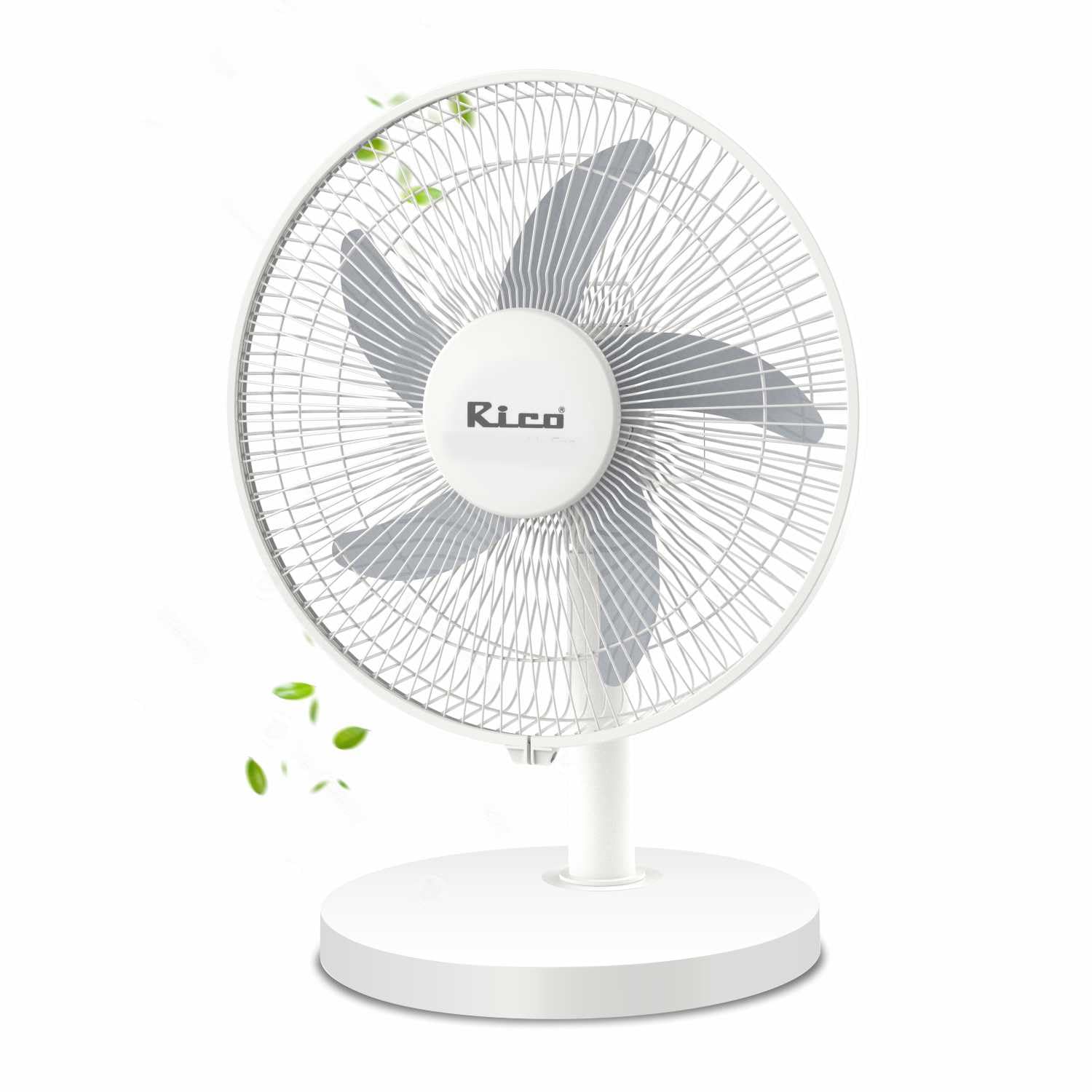 Rico Rechargeable 12 Table Fan | Runtime: 3Hr (High) & 10Hr (Low) | With Built In Power Bank To Charge Your Phone TypeC Chargi