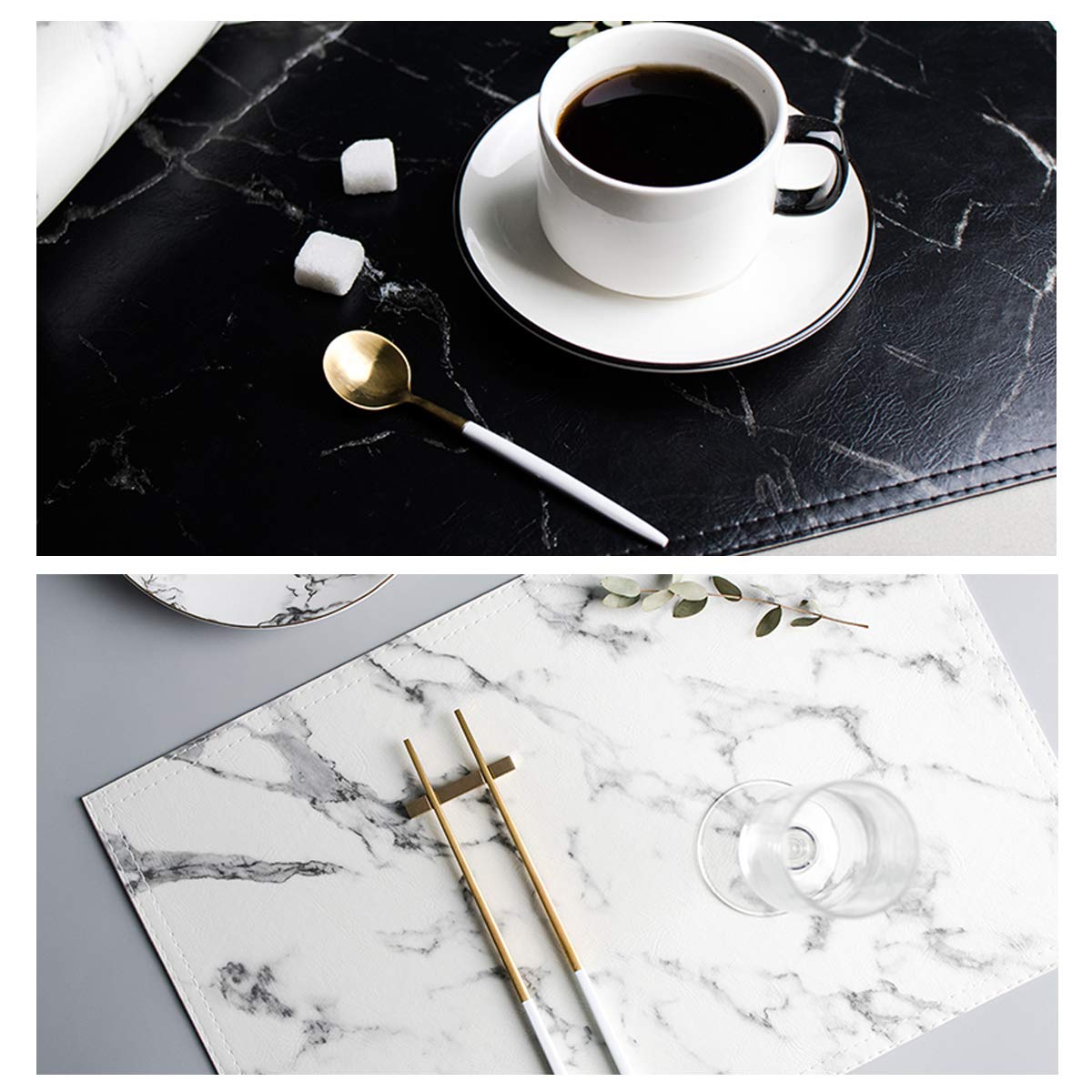 Marble Leather Placemats For Dining Table Waterproof Set Of 4 Marble Decor For Kitchen Table Easy To Clean Pu Place Mats For Din