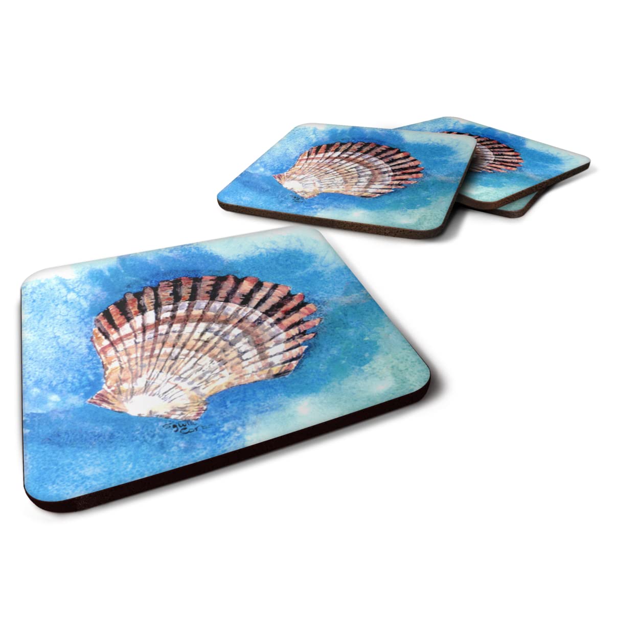 Carolines Treasures Shells Foam Coasters (Set of 4), 3.5 H x 3.5 W, Multicolor