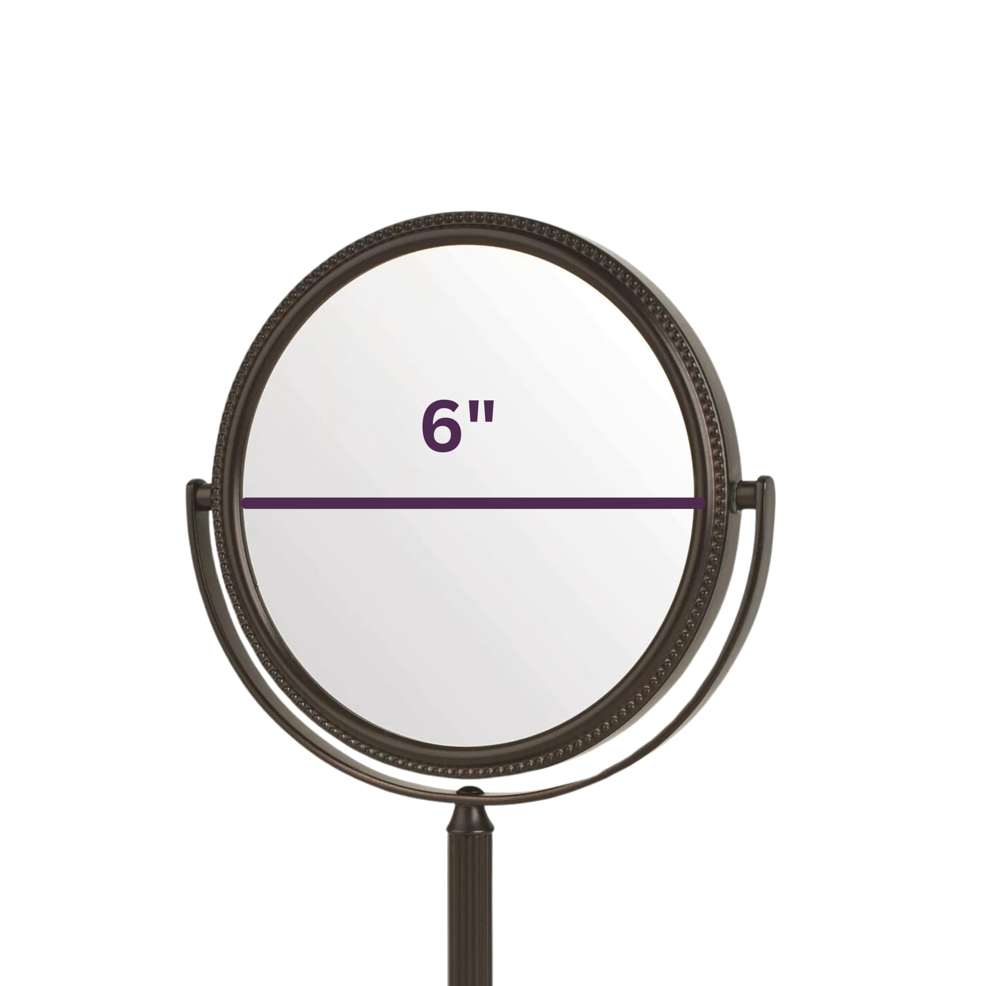 Jerdon Two-Sided Tabletop Makeup Vanity Mirror - 10X-1X Magnification & Swivel Design - 6-Inch Diameter Portable Mirror - Bronze